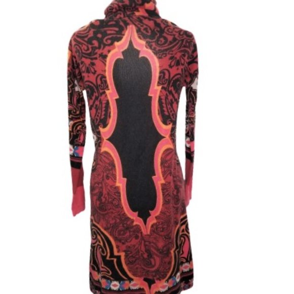 ETRO Black Paisley Wool Cashmere Turtleneck Dress - Picture 2 of 7